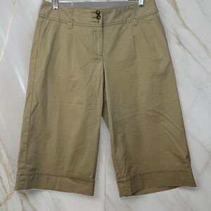 Vtg Y2K Ann Taylor LOFT Marisa Pleated Front Khaki Capris Cropped Pants Sz 6P